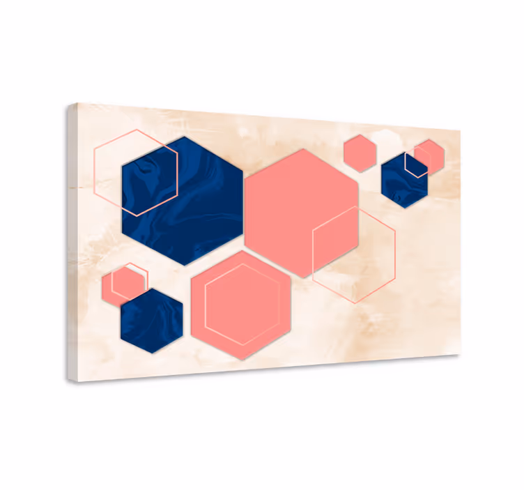 Cuadro geométrico formas hexagonales abstractas - TenVinilo