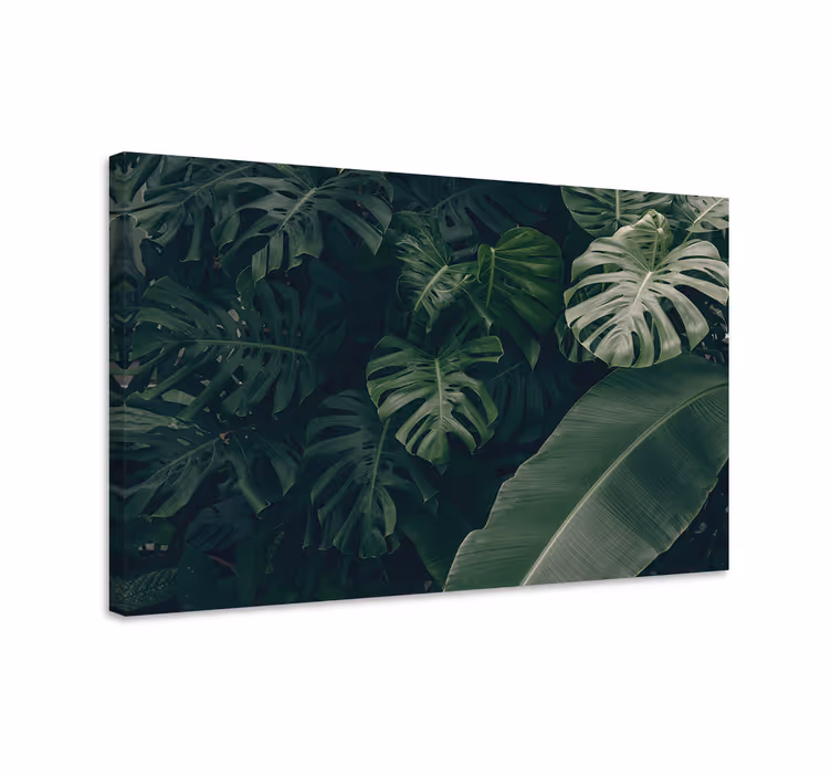 Cuadro de flores follaje tropical exuberante - TenVinilo