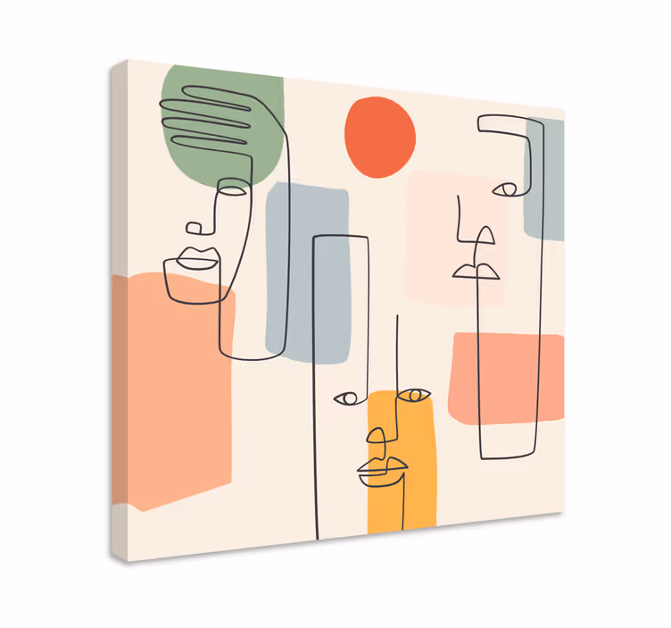 Cuadro abstracto caras de líneas minimalistas - TenVinilo