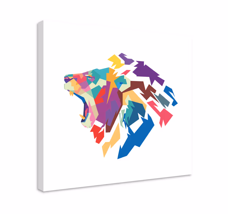 Cuadro animales cabeza de león colorida - TenVinilo
