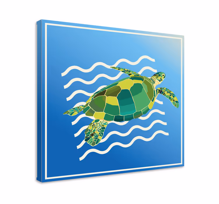 Cuadro peces nado de tortuga marina - TenVinilo