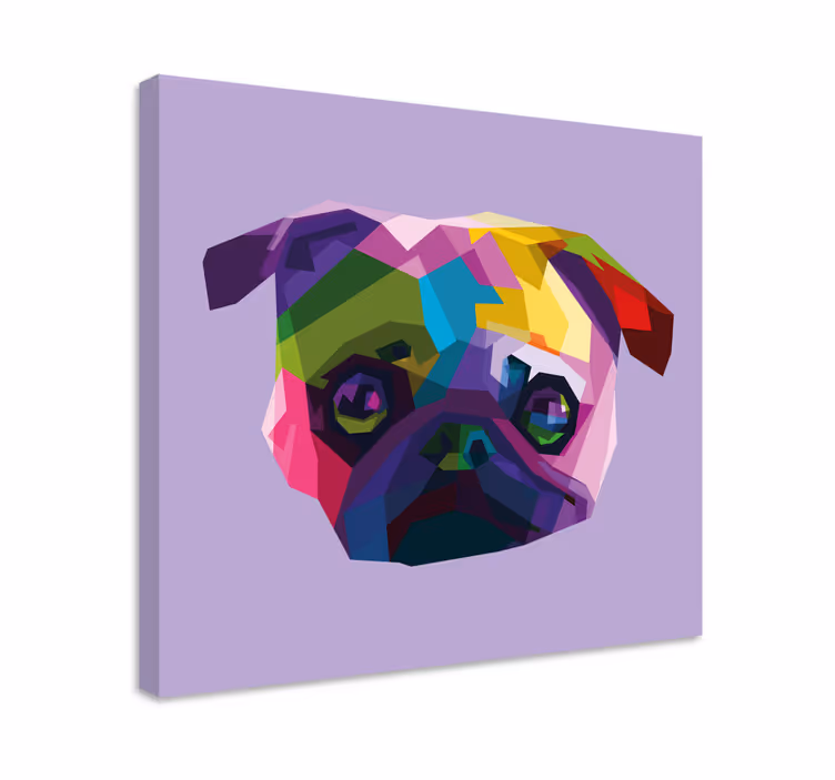 Cuadro perro cara de pug colorida - TenVinilo