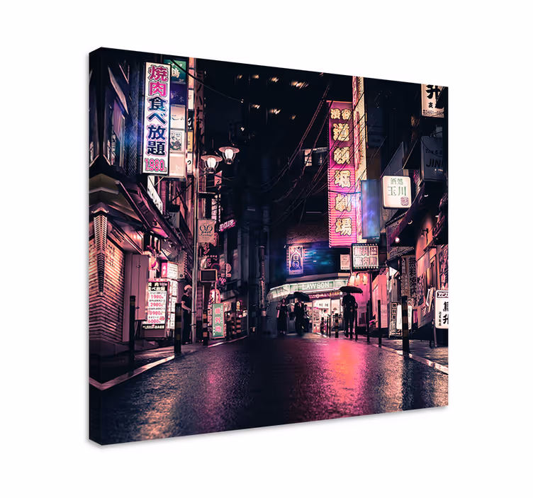 Cuadro ciudades neon calles de noche - TenVinilo