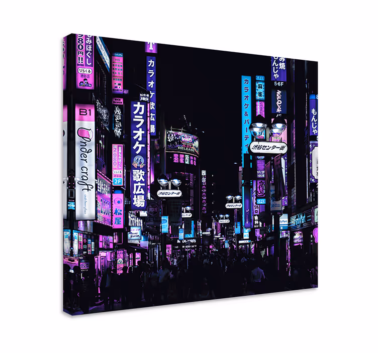 Cuadro ciudades paisaje nocturno urbano - TenVinilo