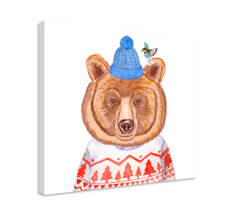 Cuadro animales ilustración de oso encantador - TenVinilo