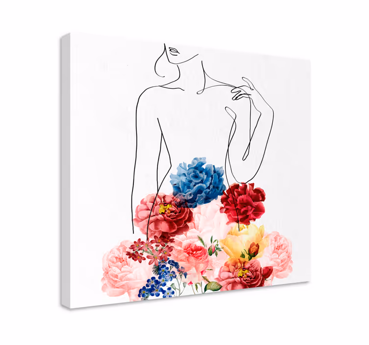 Cuadro de flores diseño de silueta floral - TenVinilo