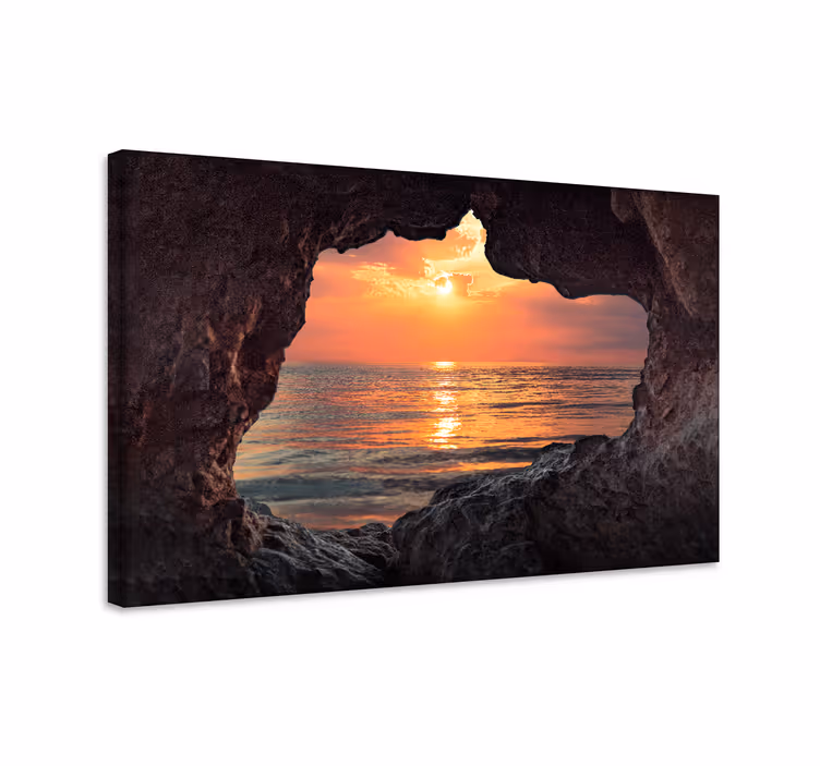 Cuadro paisajes atardecer entre rocas - TenVinilo