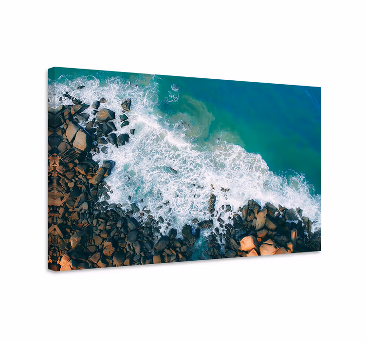 Cuadro marinero olas del océano encontrando rocas - TenVinilo