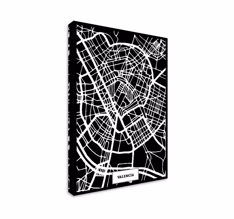 Cuadro de ciudades Mapa topográfico Valencia - TenVinilo