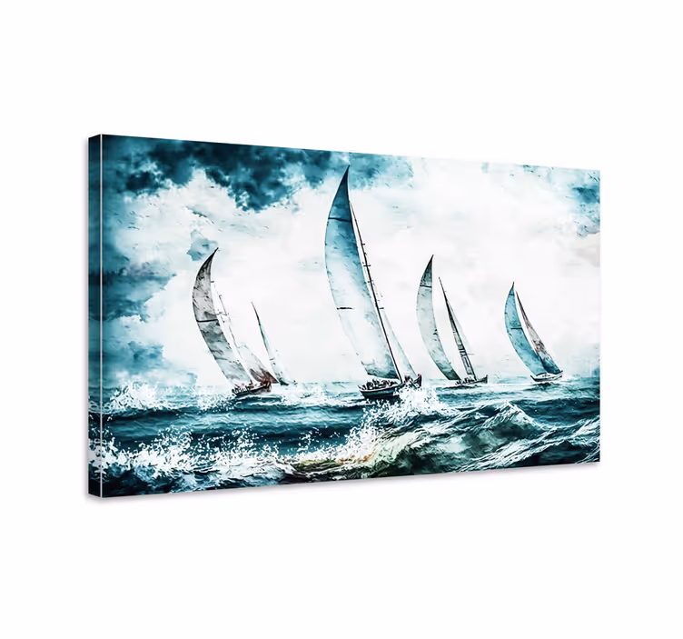 Cuadro comedor pintura de veleros en el mar - TenVinilo