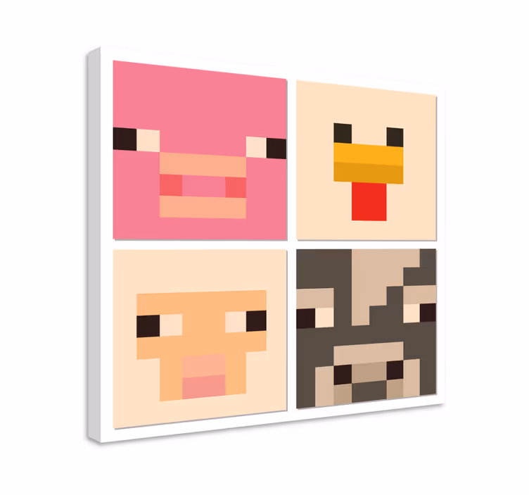 Cuadro videojuego animales arte pixel - TenVinilo