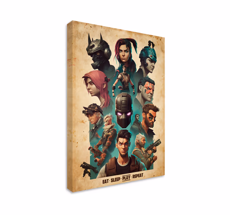 Cuadro videojuego collage de personajes - TenVinilo