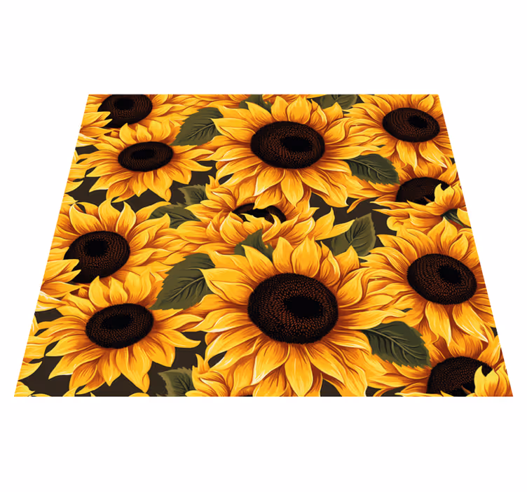 Alfombra vinilo amarilla diseño de girasol vintage - TenVinilo