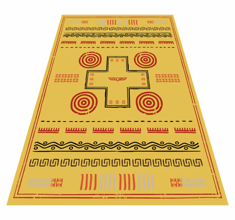 Alfombra vinilo amarilla diseño étnico - TenVinilo
