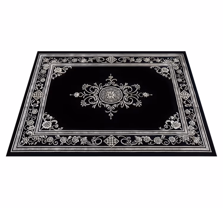 Alfombra de vinilo negra estilo oriental sofisticado - TenVinilo