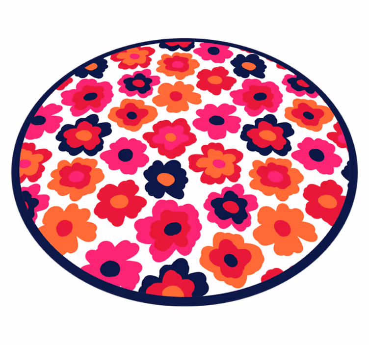 Alfombra vinílica redonda flores amapolas rojas - TenVinilo