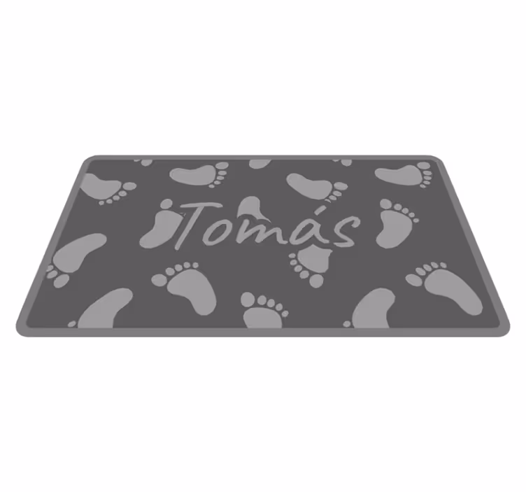 Alfombra vinilo personalizable diseño de huellas grises - TenVinilo