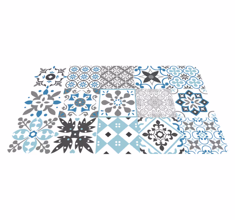 Alfombra vinilo cocina mosaico azul - TenVinilo