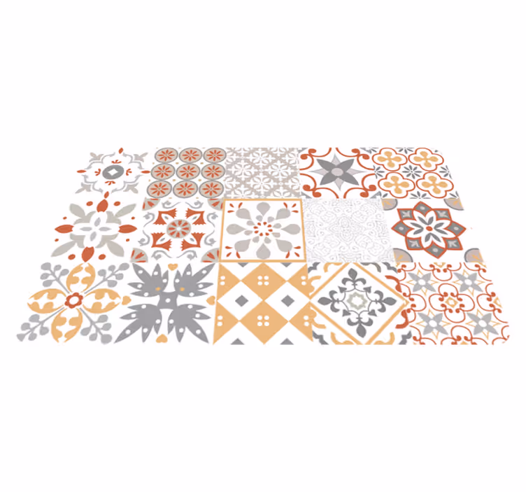 Alfombra vinilo cocina mosaico naranja - TenVinilo