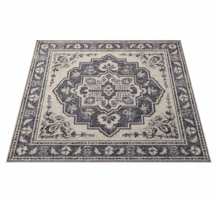 Alfombra vinilo salón azulejos elegantes de color beige - TenVinilo