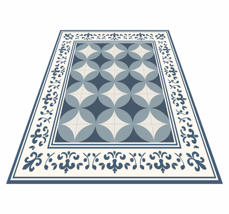 Alfombra hidráulica vinílica motivo azul y blanco - TenVinilo