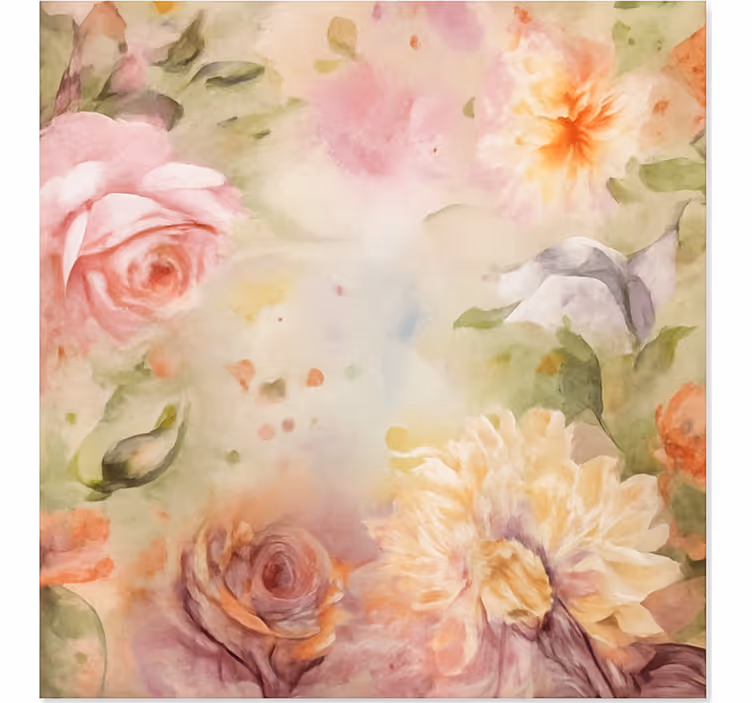 Alfombra vinilo salón rosas florales rosadas - TenVinilo