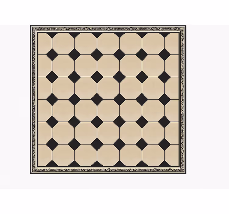 Alfombra vinilo cocina cuadros beige diamante - TenVinilo