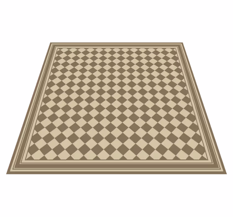 Alfombra vinílica comedor rejilla de diamante marrón - TenVinilo