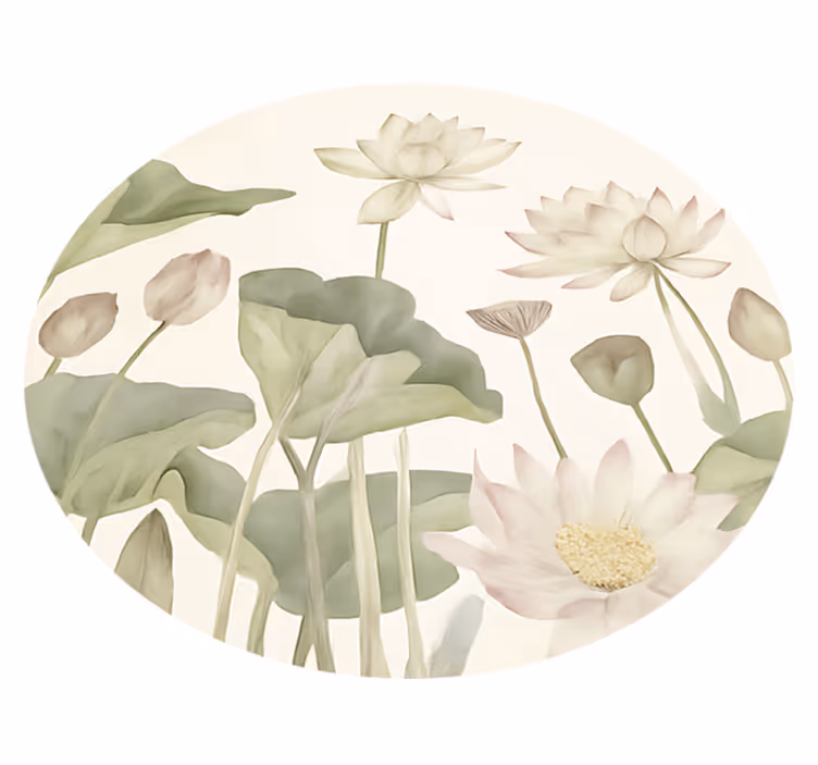 Alfombra vinílica comedor flores botánicas acuáticas - TenVinilo