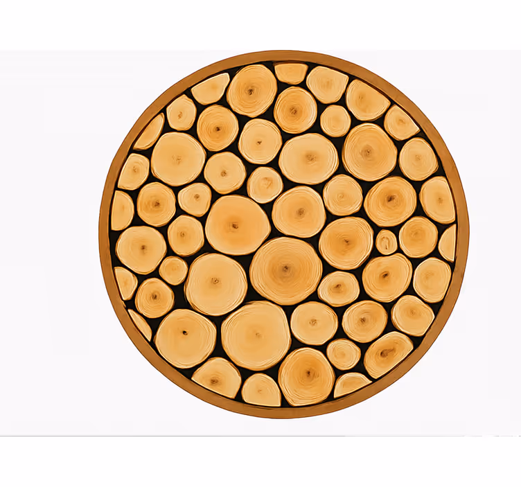 Alfombra vinílica comedor rodaja de madera natural - TenVinilo