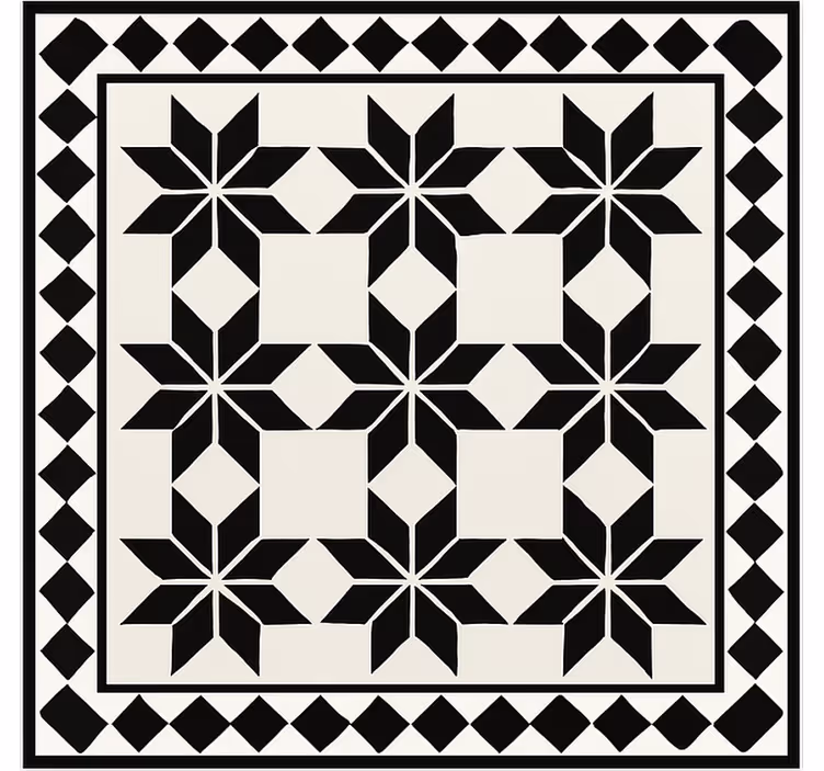 Alfombra vinilo cocina patrón de estrella monocromático - TenVinilo