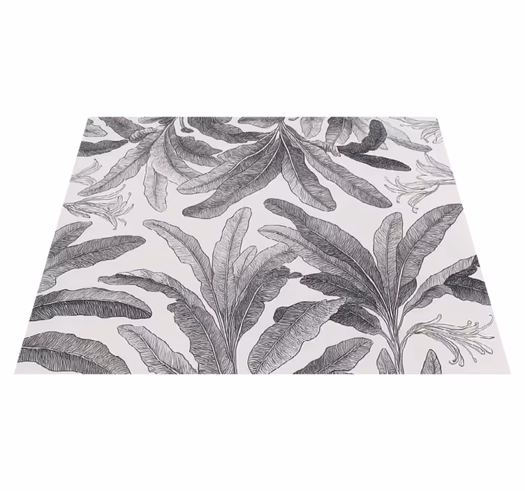 Alfombra vinilo cocina palmas grises elegantes - TenVinilo