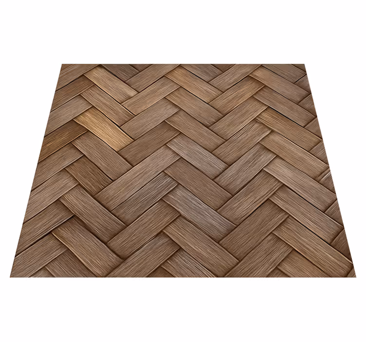 Alfombra vinilo salón aspecto madera trenzada - TenVinilo