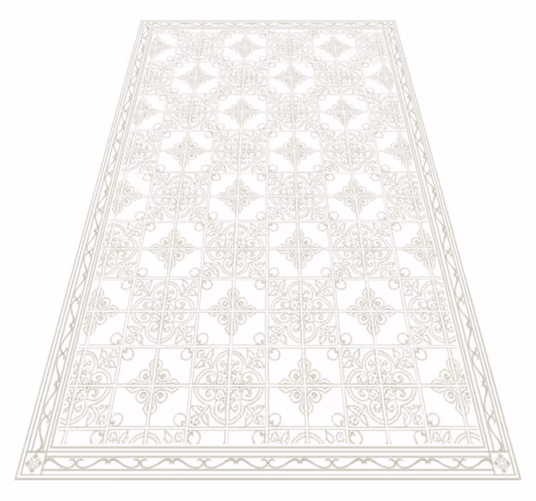 Alfombra vinilo salón beige ornamental - TenVinilo