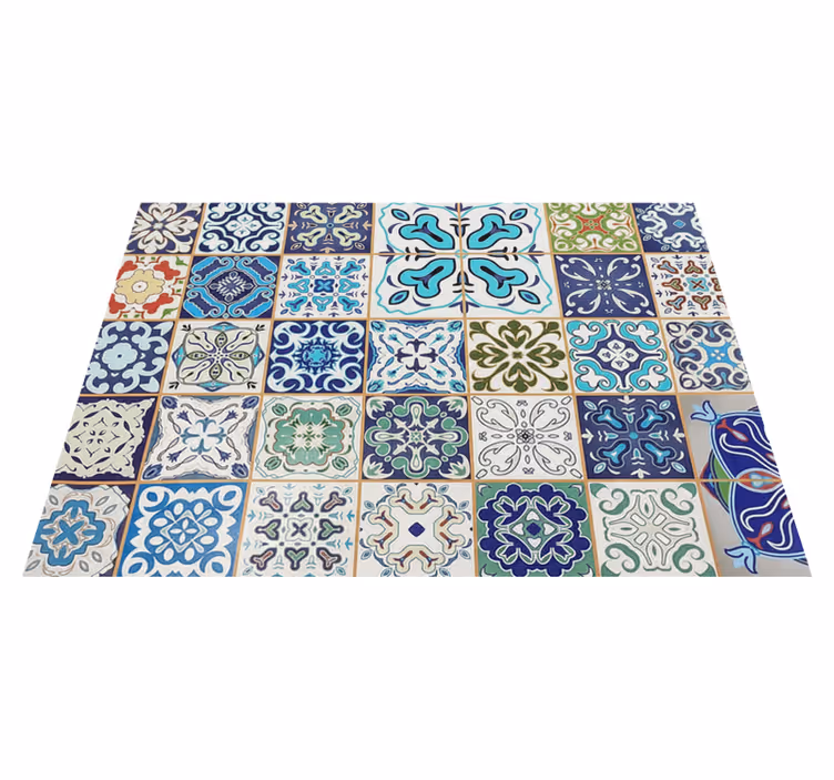 Alfombra vinilo salón mosaico mediterráneo - TenVinilo