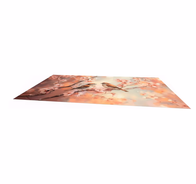 Alfombra vinilo salón dos pájaros en una rama - TenVinilo
