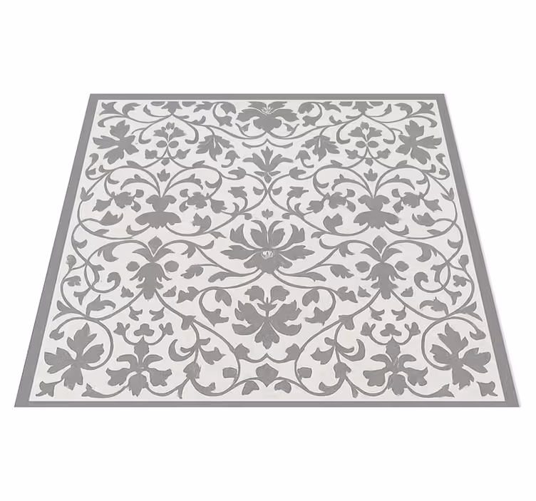 Alfombra vinilo cocina arabesco gris elegante - TenVinilo