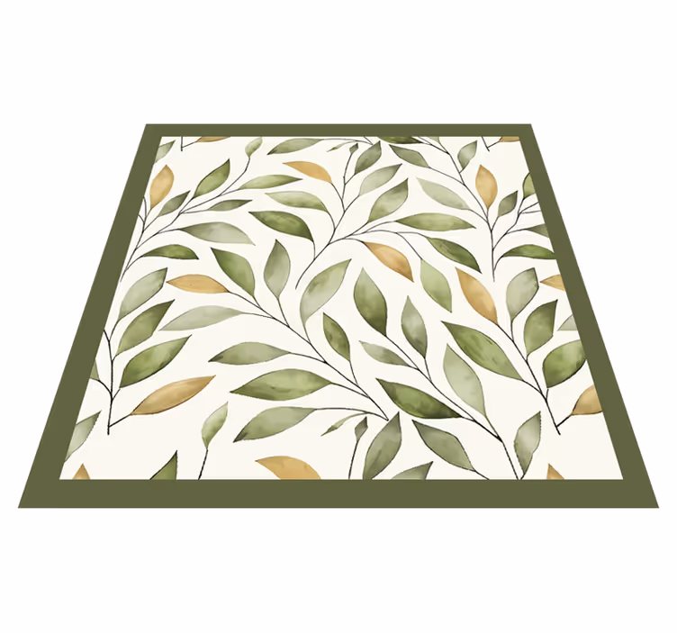 Alfombra vinilo cocina sendero de hojas acuareladas - TenVinilo