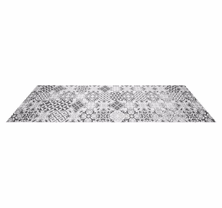 Alfombra vinilo cocina mosaico intrincado en gris - TenVinilo