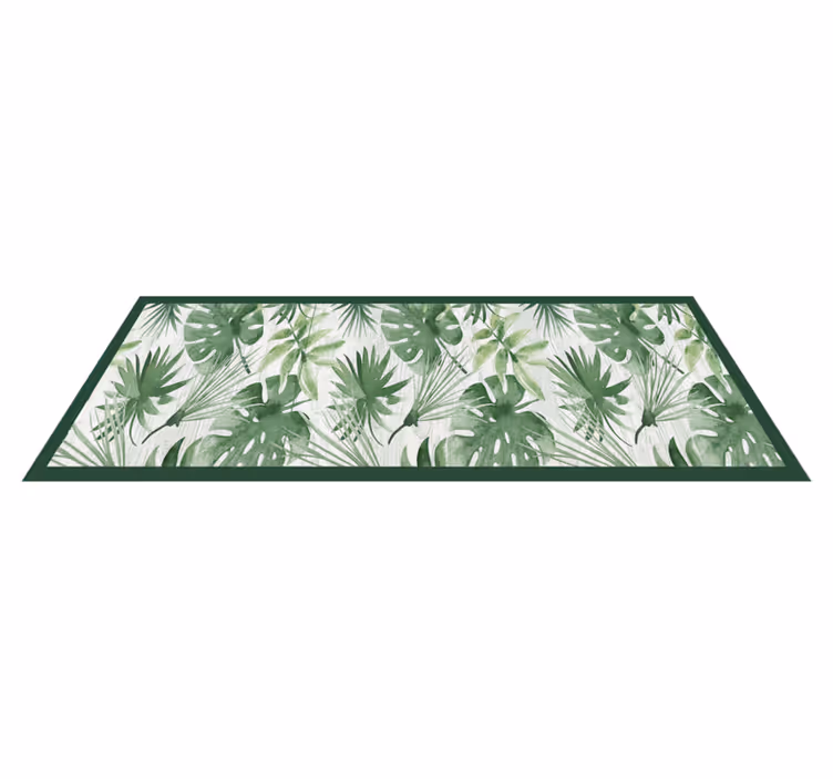 Alfombra vinilo cocina hojas tropicales acuareladas - TenVinilo