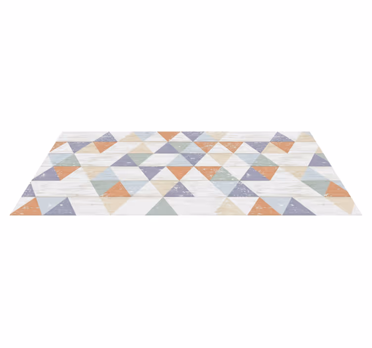 Alfombra vinilo cocina triángulos de madera pastel - TenVinilo