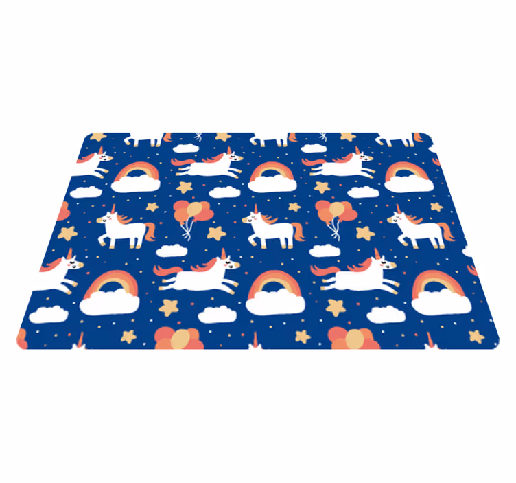 Alfombra vinílica animales unicornios blancos niños - TenVinilo