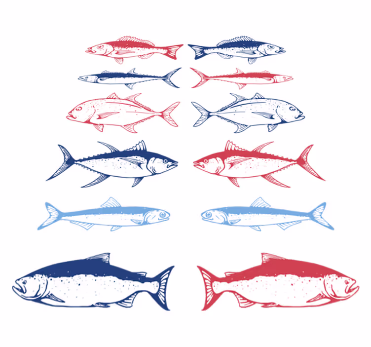 Alfombra vinílica animales lámina de peces dibujados - TenVinilo