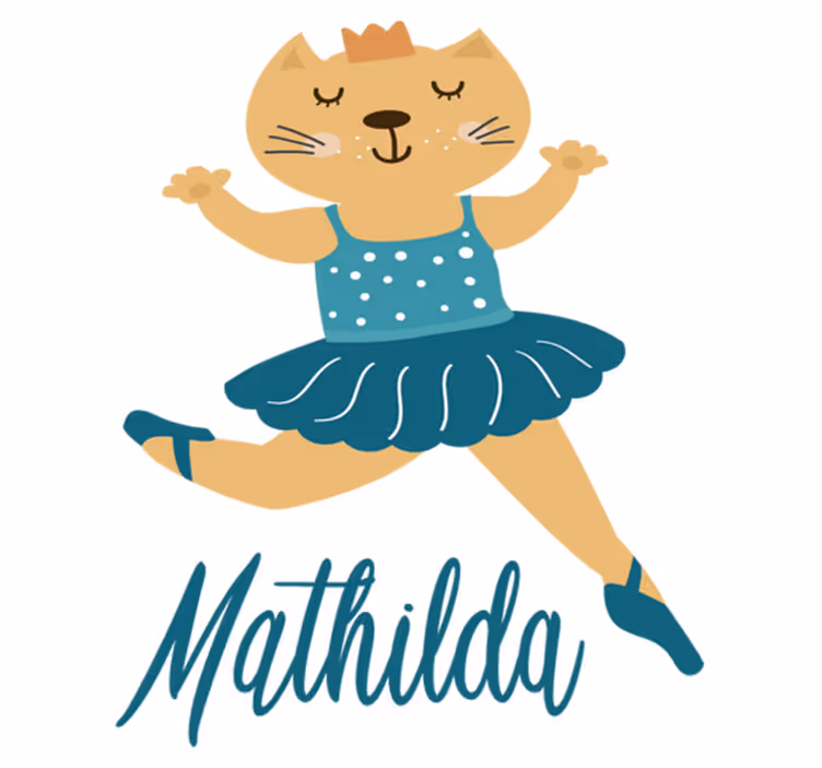 Alfombra vinílica animales gatito bailarín con nombre - TenVinilo