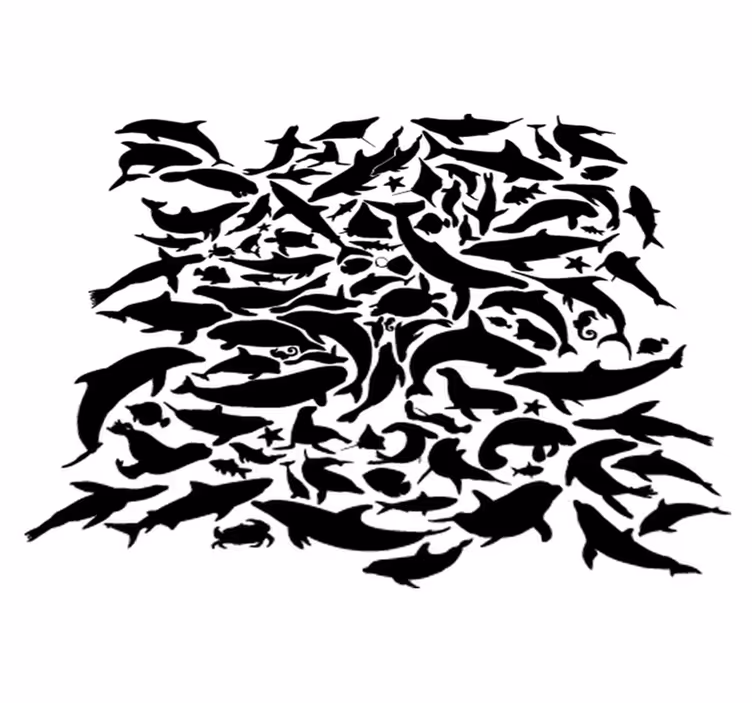 Alfombra vinílica animales negros marinos - TenVinilo