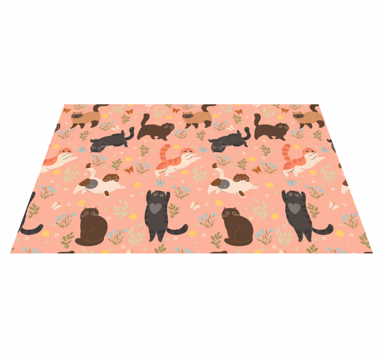 Alfombra vinílica animales patrón de gatos - TenVinilo