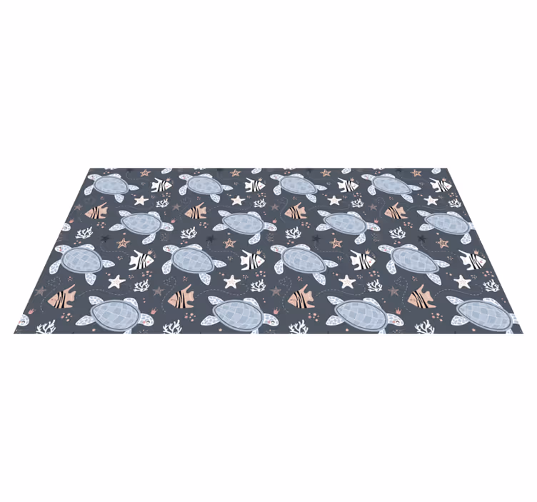 Alfombra vinílica animales tortugas y peces marinos - TenVinilo