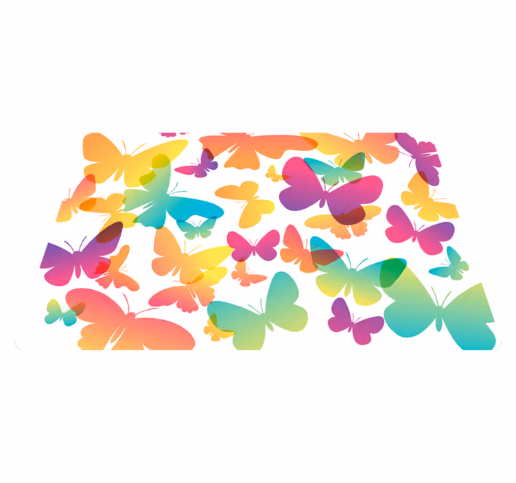 Alfombra vinílica animales mariposas en degradado - TenVinilo