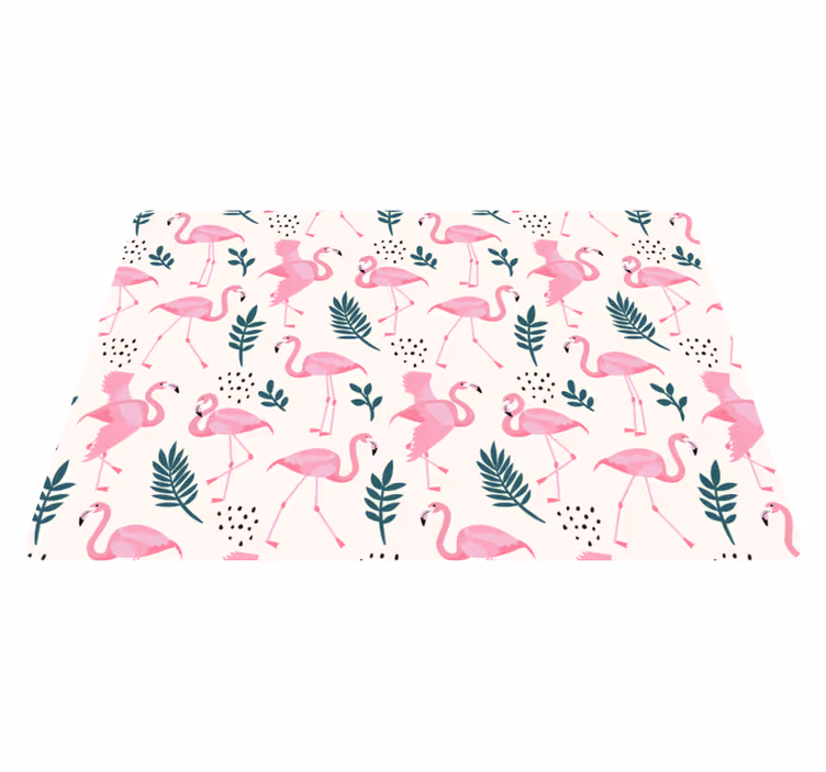 Alfombra vinílica animales patrón de flamencos y hojas - TenVinilo