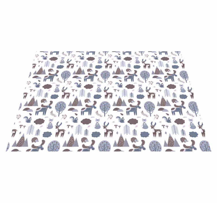 Alfombra vinílica animales gris nórdico - TenVinilo